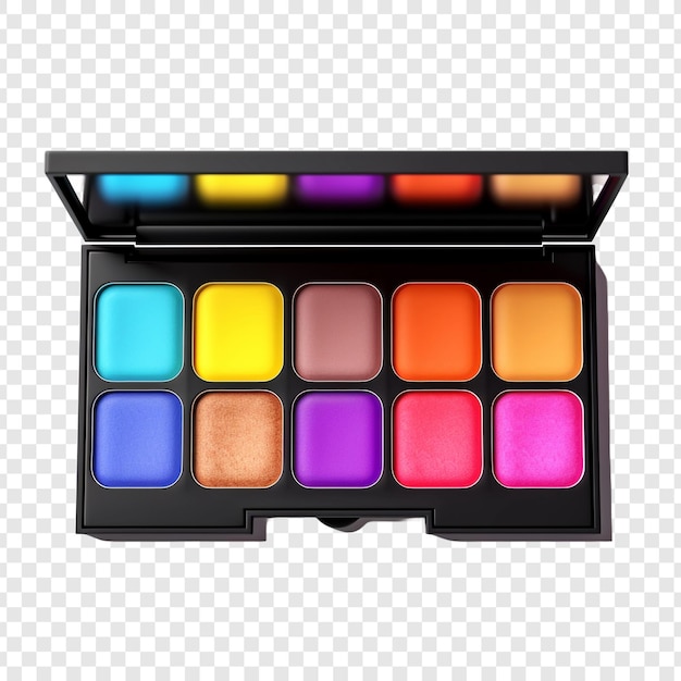 PSD palette di ombre per occhi al neon in colori vivaci isolati su uno sfondo trasparente