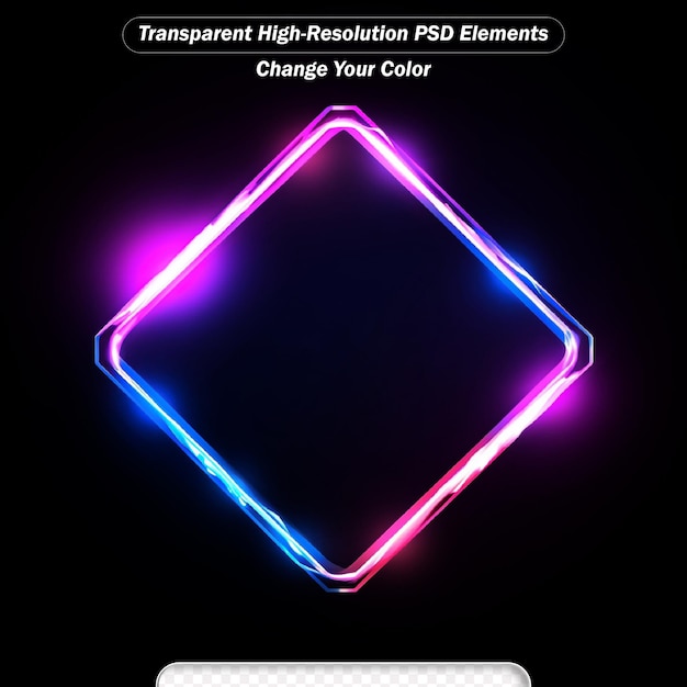 PSD neon frame with glow sign and light background