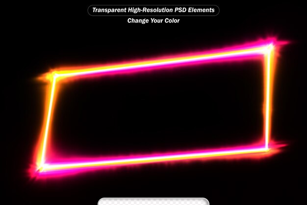 PSD neon frameglowing rectangle on black background