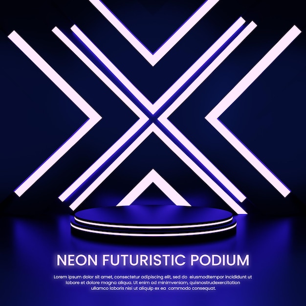 Neon futuristic podium product display