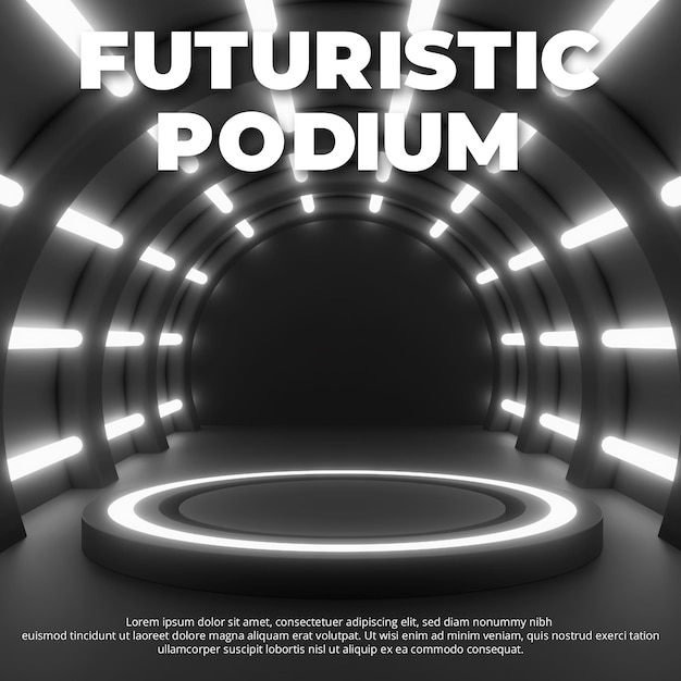 Neon futuristische podium podium sjabloon 3d-rendering