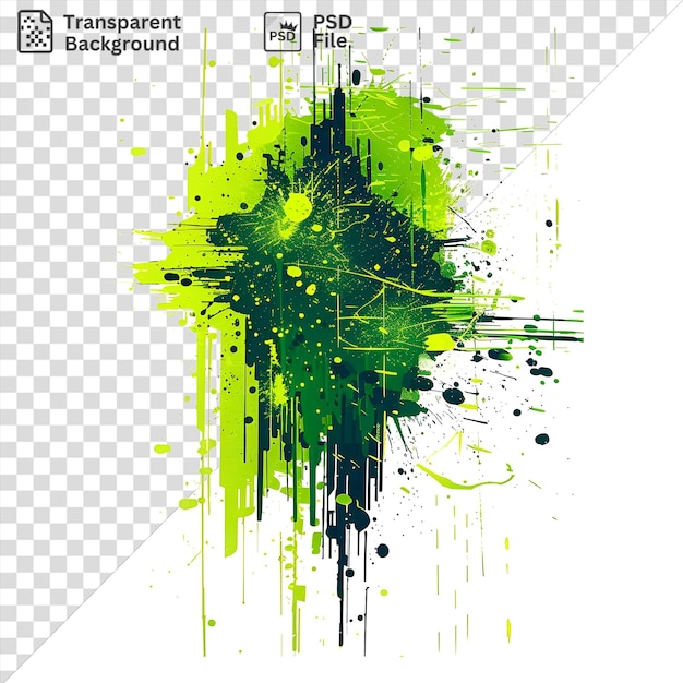 Neon glitch splatter vector symbol error splatter di vernice verde e gialla su uno sfondo isolato