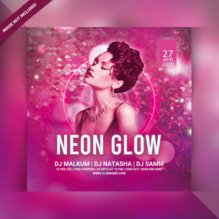 PSD neon glow party flyer