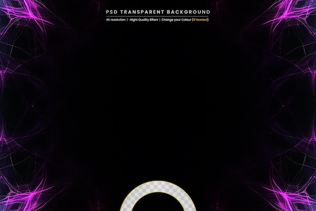 PSD neon glow round frame defocused glitch circle dark on transparent background