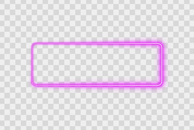 neon glowing pink purple gradient 3d rectangle frame border with blank on transparent background
