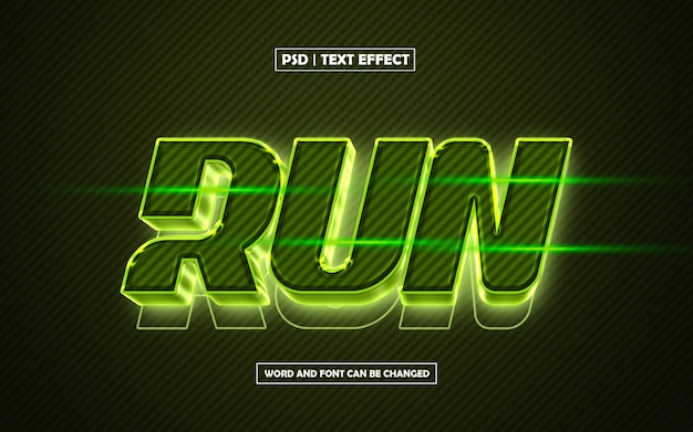 Neon Green Run Editable Text Effect