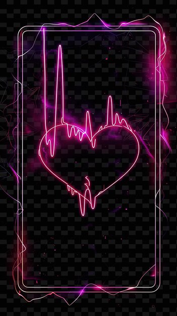 PSD neon heartbeat signboard z prostokątną deską neon frame y2k shape creative signboard decor