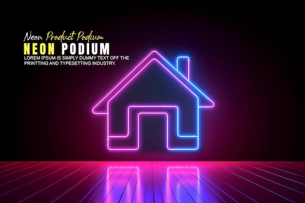 neon ışıklı sahne ürün gösterimi ile fütüristik podyum sahnesi ekran mockup ürün sunumu