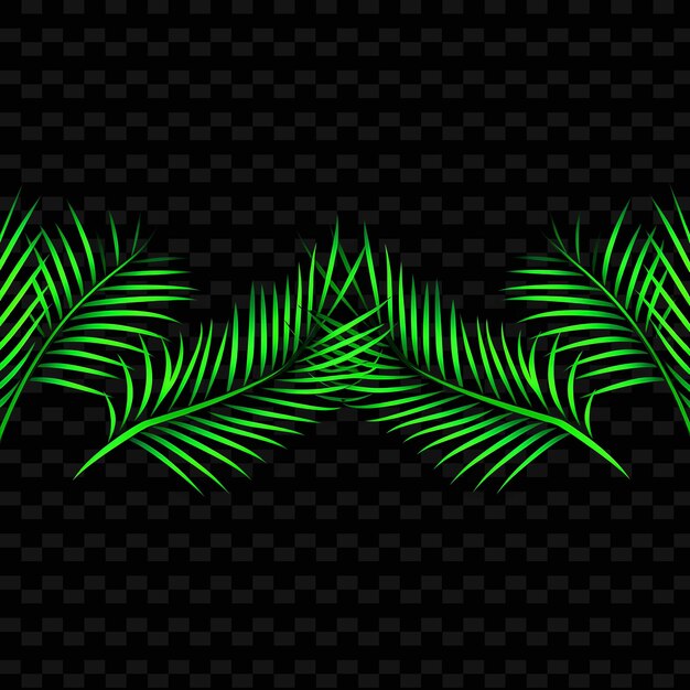 PSD neon jungle borderline design neon lines style tropical plan png y2k shapes transparent light arts