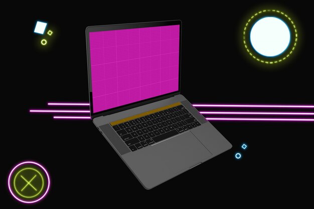 Neon Laptop Pro Mockup 