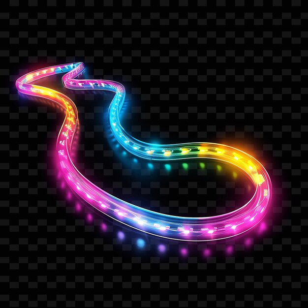 PSD neon led rope light with vibrant rainbow colors clear plasti y2k neon light decorative background