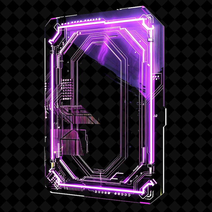 PSD a neon letter c is lit up in purple