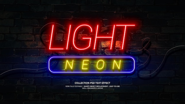 Neon light 3d custom text effect