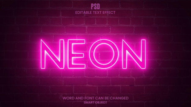 Luce al neon 3d effetto testo luminoso modificabile photoshop psd