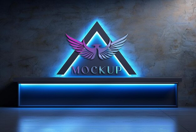 PSD mockup logo 3d con luce al neon psd