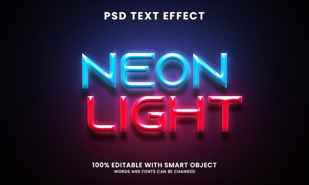 Neon light 3d text effect template