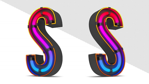 PSD neon light alphabet.