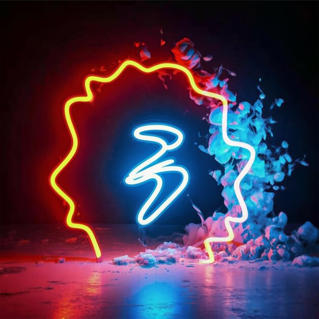 Neon light background with fire effect