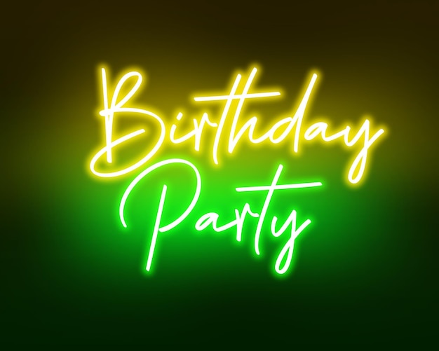 PSD neon light birthday party yellow green glow in the dark