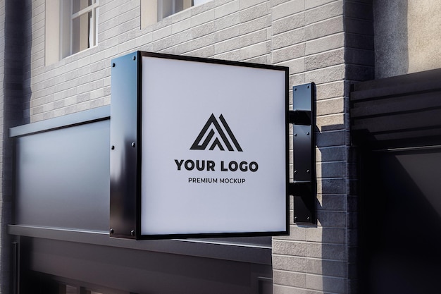 Neon Light Box Shop Mockup Hangend Teken Vierkant