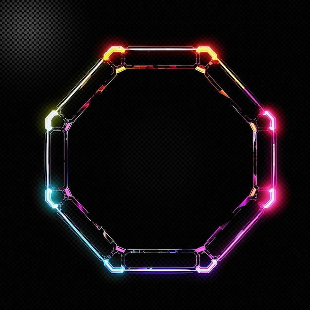 PSD neon light effect hud frame transparent background