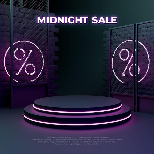 Neon light glow sale 3d realistisch podium product promo display