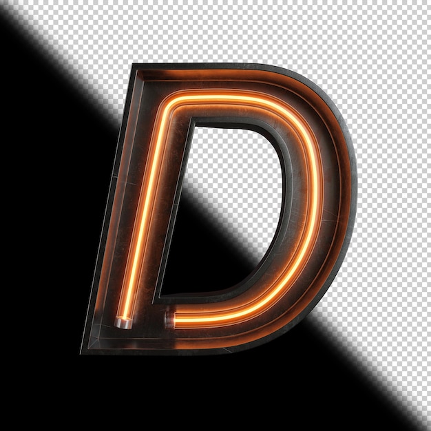 PSD neon light letter d