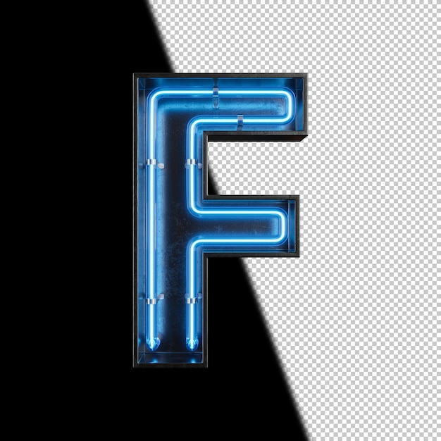 PSD neon light letter f