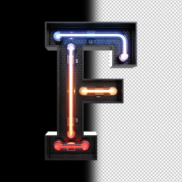 Neon light letter f