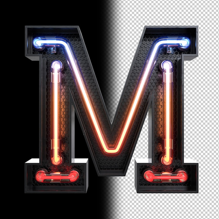PSD 霓虹灯的字母m