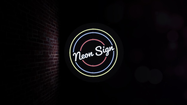 Mockup logo luce al neon