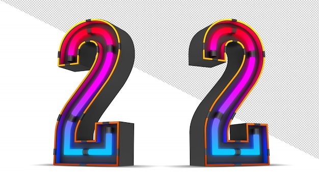 PSD neon light number.