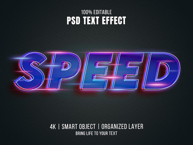 PSD neon light speed text effect