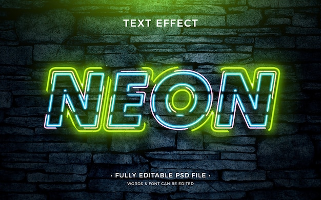 PSD neon light text effect