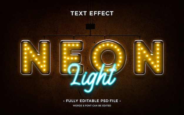 PSD neon light text effect