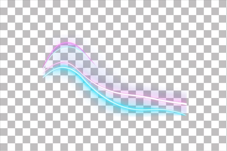 PSD neon light wave with pink and blue glowing streaks flowing smoothly on a transparent background png