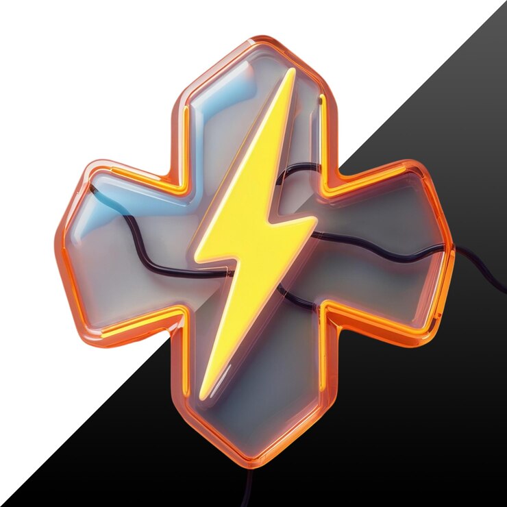 PSD neon lightning cross sign