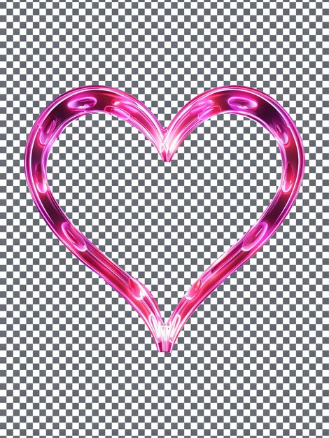 PSD neon lights heart shape tube isolated on transparent background