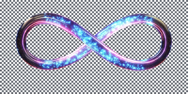Neon lights infinity symbole tube isolated on transparent background