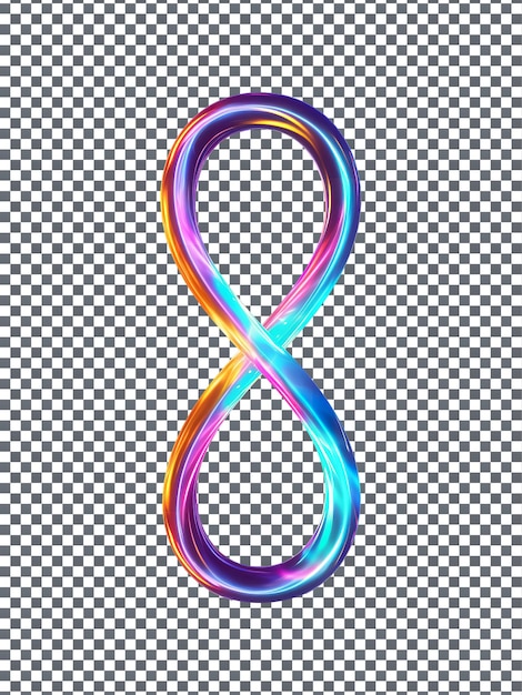 PSD neon lights infinity symbole tube isolated on transparent background