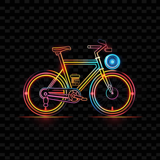 PSD neon lines bicycle urban gray streaked neon lines wheel decorations poi y2k shapes psd gradients