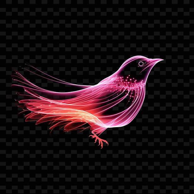 PSD neon lines cloud soft pink swirling neon lines birds swirling neon line y2k shapes psd gradients