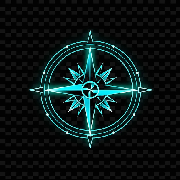 PSD neon lines globe aqua blue circular neon lines compass decorations circ y2k shapes psd gradients