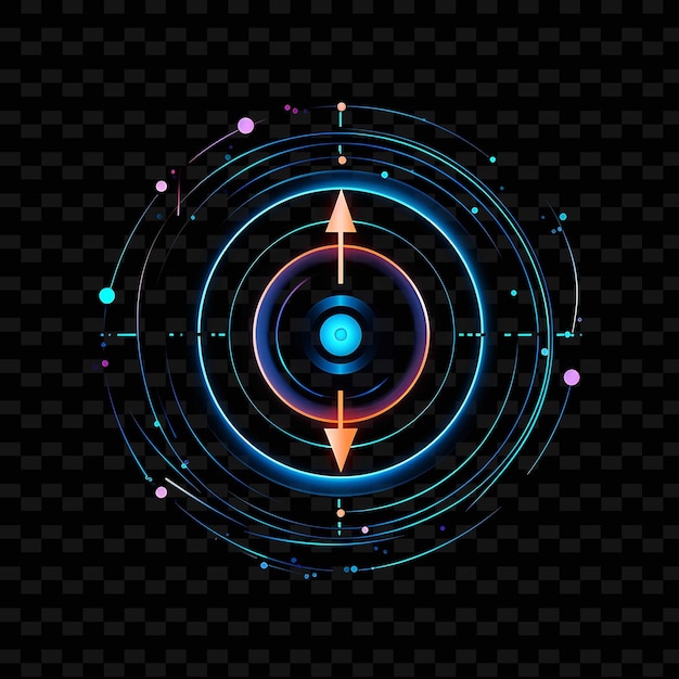 Neon Lines Gps Navigation High Tech Blue Circular Neon Lines Map Pin De Y2K Shapes PSD Gradients