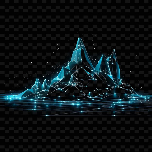 PSD neon lines iceberg icy blue fractured neon lines penguins jagged neon l y2k shapes psd gradients