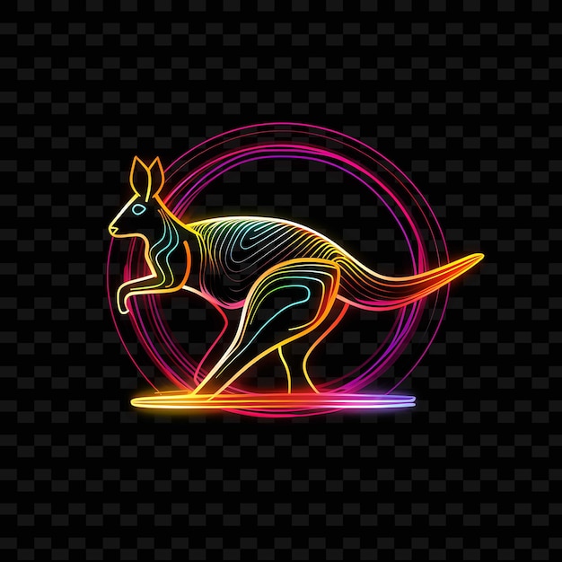 PSD neon lines kangaroo outback adventure bounding neon lines boomerang tai y2k shapes psd gradients