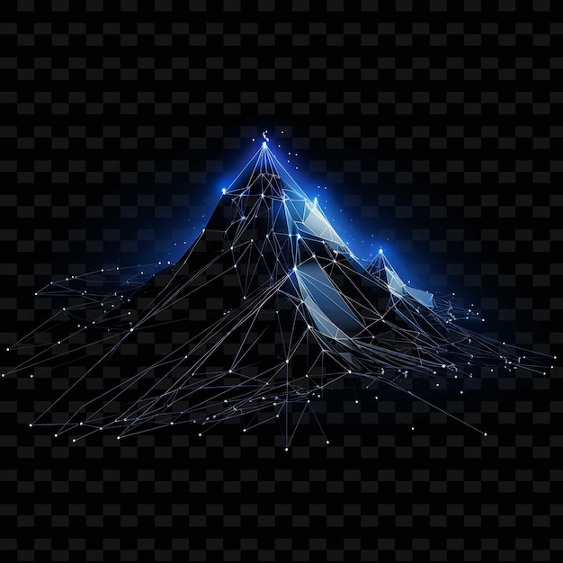 PSD neon lines mountain midnight blue angular neon lines stars angular neon y2k shapes psd gradients