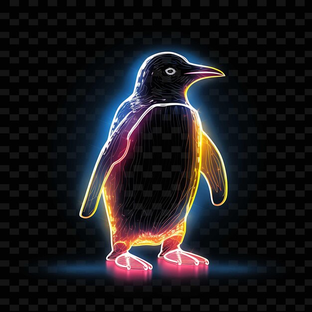 PSD neon lines penguin arctic chill straight neon lines iceberg wings on bl y2k shapes psd gradients