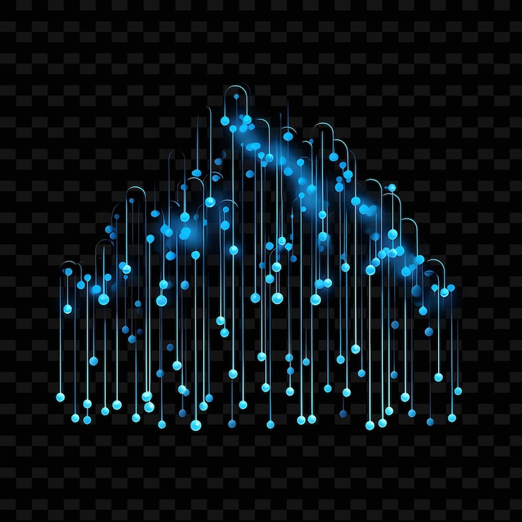 PSD neon lines raindrop calm blue dotted neon lines cloud decorations strai y2k shapes psd gradients