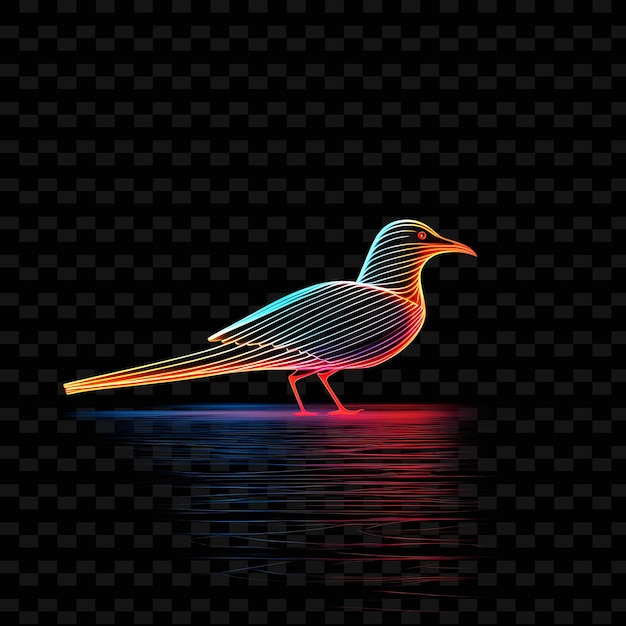 PSD neon lines seagull seaside grey soaring neon lines sailboats soaring ne y2k shapes psd gradients